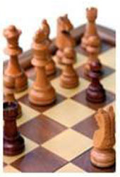graphic of the six types of chess pieces in a group, on CCLA's web page How to Play Chess