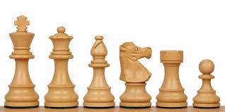 Color photo of White chess pieces - Staunton pattern wood chess set on https://serverchess.com