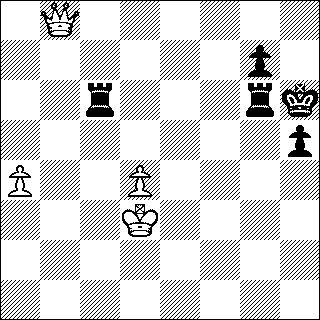 b&w chess diagram of Queen vs two Rooks endgame