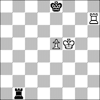 b&w chess diagram of Roon and Bishop, Queen or King-pawn vs Rook endgame