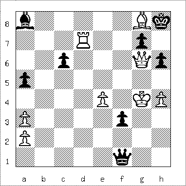 chess diagram of position leading to Damiano's Bishop Mate